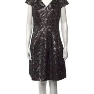 Elegant Black Metallic Brocade Dress